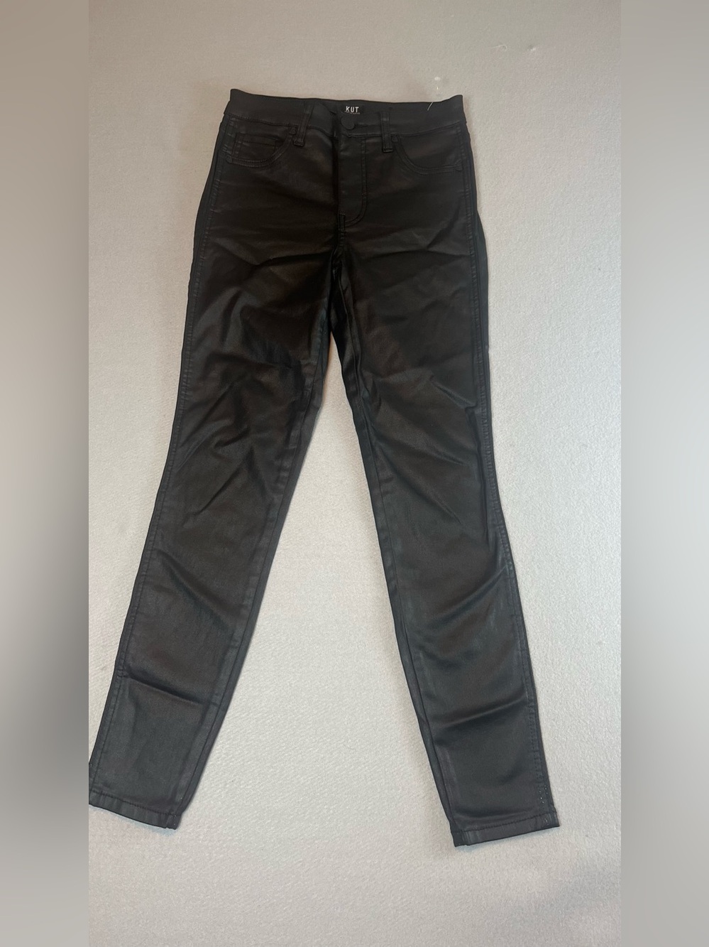 KUT from the Kloth Women 00 Black Coated Skinny Jeans High Rise Faux Leather